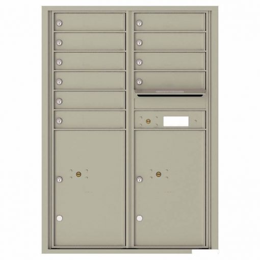 Florence Versatile Front Loading 4C Commercial Mailbox with 10 Tenant Compartments and 2 Parcel Lockers 4C12D 10 Postal Grey