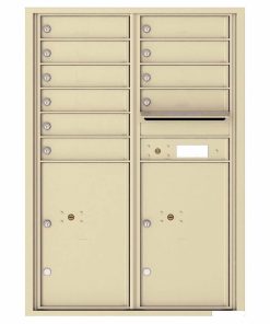 Florence Versatile Front Loading 4C Commercial Mailbox with 10 Tenant Compartments and 2 Parcel Lockers 4C12D-10 Sandstone