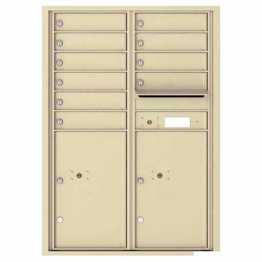 Florence Versatile Front Loading 4C Commercial Mailbox with 10 Tenant Compartments and 2 Parcel Lockers 4C12D 10 Sandstone