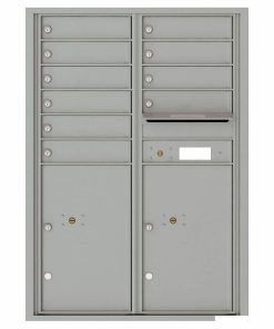 Florence Versatile Front Loading 4C Commercial Mailbox with 10 Tenant Compartments and 2 Parcel Lockers 4C12D-10 Silver Speck