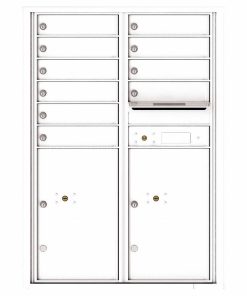 Florence Versatile Front Loading 4C Commercial Mailbox with 10 Tenant Compartments and 2 Parcel Lockers 4C12D-10 White