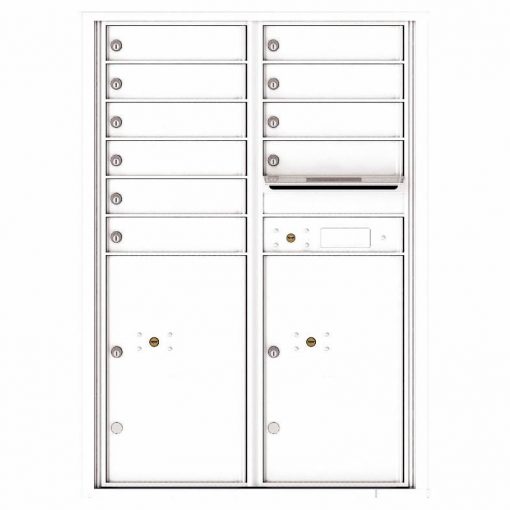 Florence Versatile Front Loading 4C Commercial Mailbox with 10 Tenant Compartments and 2 Parcel Lockers 4C12D 10 White