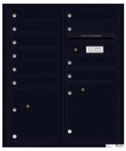 Florence Versatile Front Loading 4C Commercial Mailbox with 10 tenant Doors and 2 Parcel Lockers 4CADD-10 Black