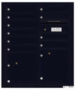 Florence Versatile Front Loading 4C Commercial Mailbox with 10 tenant Doors and 2 Parcel Lockers 4CADD-10 Black