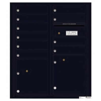 Florence Versatile Front Loading 4C Commercial Mailbox with 10 tenant Doors and 2 Parcel Lockers 4CADD 10 Black