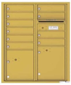 Florence Versatile Front Loading 4C Commercial Mailbox with 10 tenant Doors and 2 Parcel Lockers 4CADD-10 Gold Speck