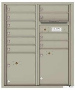 Florence Versatile Front Loading 4C Commercial Mailbox with 10 tenant Doors and 2 Parcel Lockers 4CADD-10 Postal Grey