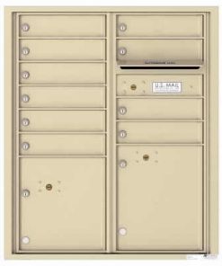 Florence Versatile Front Loading 4C Commercial Mailbox with 10 tenant Doors and 2 Parcel Lockers 4CADD-10 Sandstone