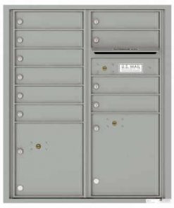 Florence Versatile Front Loading 4C Commercial Mailbox with 10 tenant Doors and 2 Parcel Lockers 4CADD-10 Silver Speck