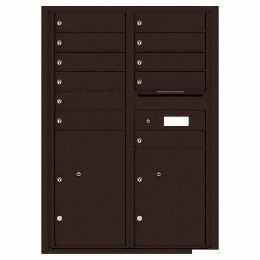 Florence Versatile Front Loading 4C Commercial Mailbox with 11 Tenant Compartments and 2 Parcel Lockers 4C12D-11 Dark Bronze