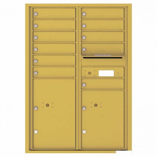 Florence Versatile Front Loading 4C Commercial Mailbox with 11 Tenant Compartments and 2 Parcel Lockers 4C12D 11 Gold Speck