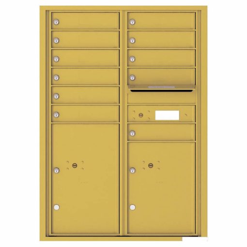 Florence Versatile Front Loading 4C Commercial Mailbox with 11 Tenant Compartments and 2 Parcel Lockers 4C12D-11 Gold Speck