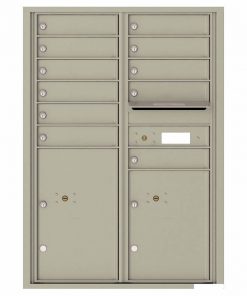 Florence Versatile Front Loading 4C Commercial Mailbox with 11 Tenant Compartments and 2 Parcel Lockers 4C12D-11 Postal Grey