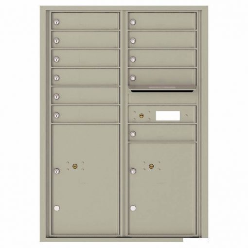 Florence Versatile Front Loading 4C Commercial Mailbox with 11 Tenant Compartments and 2 Parcel Lockers 4C12D 11 Postal Grey