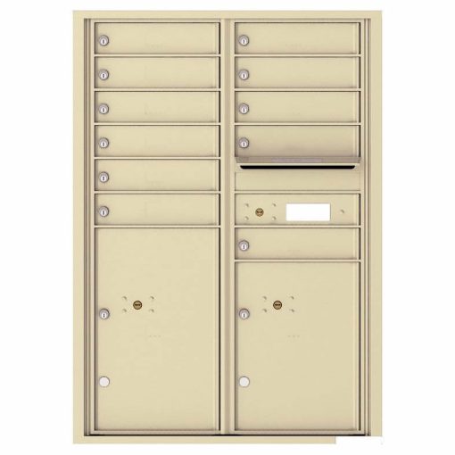 Florence Versatile Front Loading 4C Commercial Mailbox with 11 Tenant Compartments and 2 Parcel Lockers 4C12D-11 Sandstone