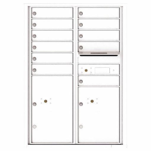 Florence Versatile Front Loading 4C Commercial Mailbox with 11 Tenant Compartments and 2 Parcel Lockers 4C12D-11 White