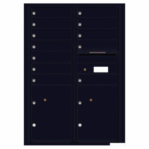 Florence Versatile Front Loading 4C Commercial Mailbox with 12 tenants 2 parcels 4C12D-12 Black