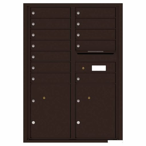 Florence Versatile Front Loading 4C Commercial Mailbox with 12 tenants 2 parcels 4C12D-12 Dark Bronze