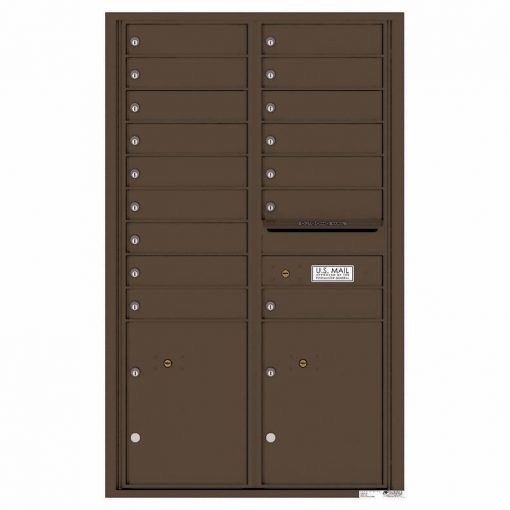 Florence Versatile Front Loading 4C Commercial Mailbox with 16 Tenant Compartments and 2 Parcel Lockers 4C14D-16 Antque Bronze