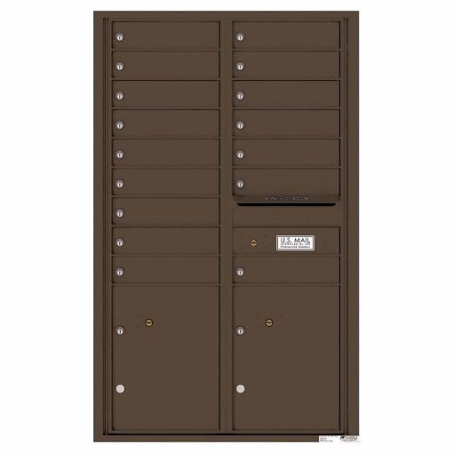 Florence Versatile Front Loading 4C Commercial Mailbox with 16 Tenant Compartments and 2 Parcel Lockers 4C14D-16 Antque Bronze