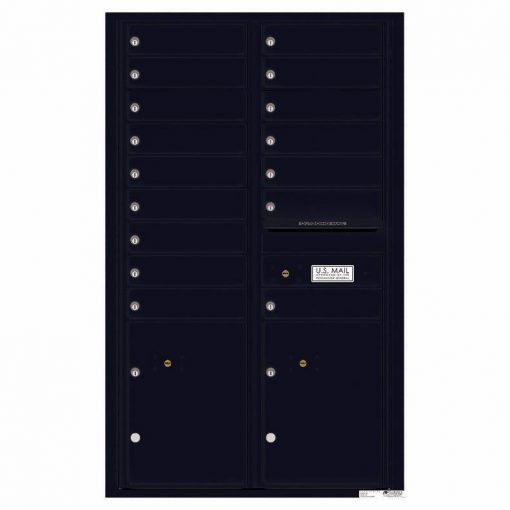 Florence Versatile Front Loading 4C Commercial Mailbox with 16 Tenant Compartments and 2 Parcel Lockers 4C14D 16 Black