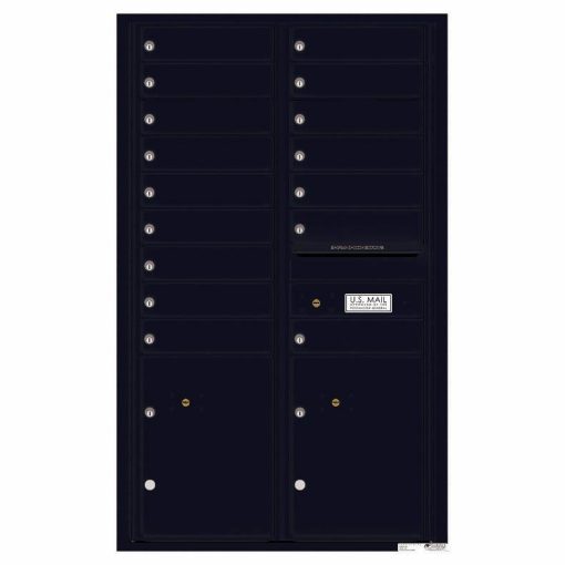 Florence Versatile Front Loading 4C Commercial Mailbox with 16 Tenant Compartments and 2 Parcel Lockers 4C14D-16 Black