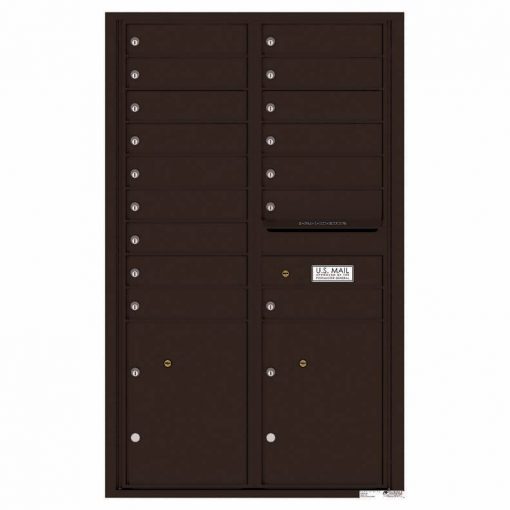 Florence Versatile Front Loading 4C Commercial Mailbox with 16 Tenant Compartments and 2 Parcel Lockers 4C14D-16 Dark Bronze