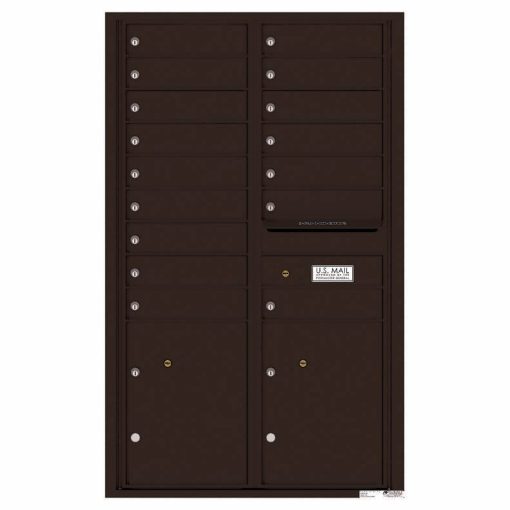 Florence Versatile Front Loading 4C Commercial Mailbox with 16 Tenant Compartments and 2 Parcel Lockers 4C14D-16 Dark Bronze