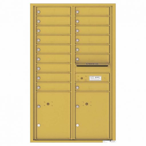 Florence Versatile Front Loading 4C Commercial Mailbox with 16 Tenant Compartments and 2 Parcel Lockers 4C14D 16 Gold Speck