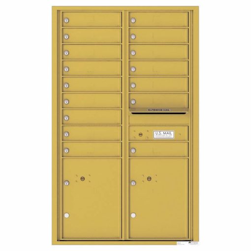 Florence Versatile Front Loading 4C Commercial Mailbox with 16 Tenant Compartments and 2 Parcel Lockers 4C14D-16 Gold Speck