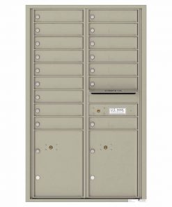 Florence Versatile Front Loading 4C Commercial Mailbox with 16 Tenant Compartments and 2 Parcel Lockers 4C14D-16 Postal Grey