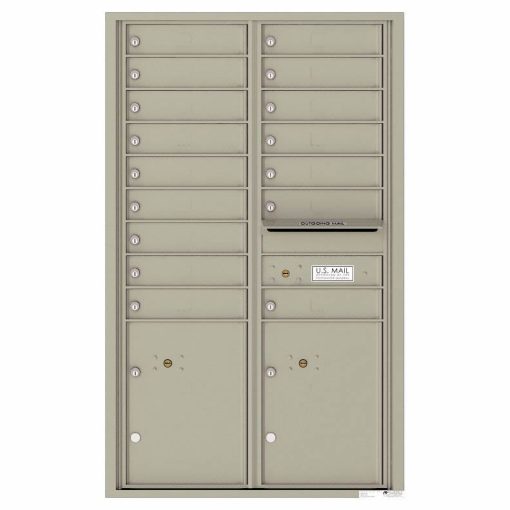 Florence Versatile Front Loading 4C Commercial Mailbox with 16 Tenant Compartments and 2 Parcel Lockers 4C14D-16 Postal Grey