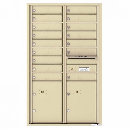 Florence Versatile Front Loading 4C Commercial Mailbox with 16 Tenant Compartments and 2 Parcel Lockers 4C14D 16 Sandstone