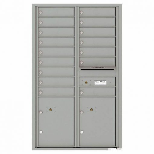 Florence Versatile Front Loading 4C Commercial Mailbox with 16 Tenant Compartments and 2 Parcel Lockers 4C14D 16 Silver Speck