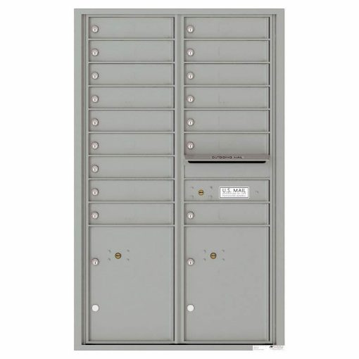 Florence Versatile Front Loading 4C Commercial Mailbox with 16 Tenant Compartments and 2 Parcel Lockers 4C14D-16 Silver Speck