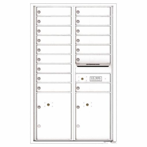 Florence Versatile Front Loading 4C Commercial Mailbox with 16 Tenant Compartments and 2 Parcel Lockers 4C14D-16 White