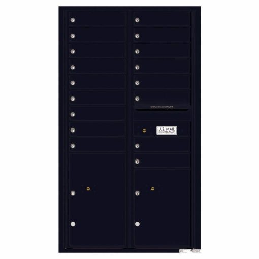 Florence Versatile Front Loading 4C Commercial Mailbox with 17 Tenant Compartments and 2 Parcel Lockers Black