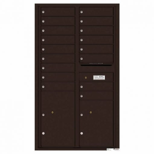 Florence Versatile Front Loading 4C Commercial Mailbox with 17 Tenant Compartments and 2 Parcel Lockers Dark Bronze