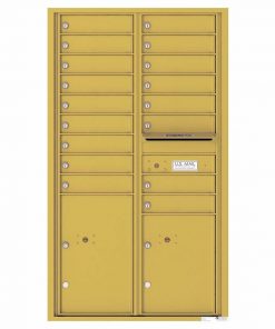 Florence Versatile Front Loading 4C Commercial Mailbox with 17 Tenant Compartments and 2 Parcel Lockers Gold Speck