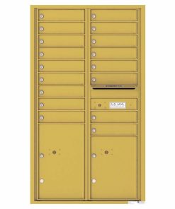 Florence Versatile Front Loading 4C Commercial Mailbox with 17 Tenant Compartments and 2 Parcel Lockers Gold Speck