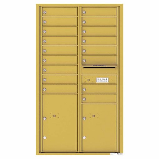 Florence Versatile Front Loading 4C Commercial Mailbox with 17 Tenant Compartments and 2 Parcel Lockers Gold Speck