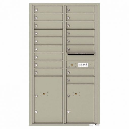 Florence Versatile Front Loading 4C Commercial Mailbox with 17 Tenant Compartments and 2 Parcel Lockers Postal Grey