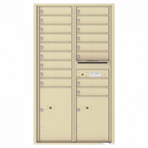 Florence Versatile Front Loading 4C Commercial Mailbox with 17 Tenant Compartments and 2 Parcel Lockers Sandstone