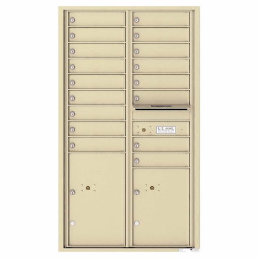 Florence Versatile Front Loading 4C Commercial Mailbox with 17 Tenant Compartments and 2 Parcel Lockers Sandstone