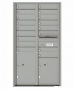 Florence Versatile Front Loading 4C Commercial Mailbox with 17 Tenant Compartments and 2 Parcel Lockers Silver Speck