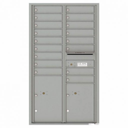 Florence Versatile Front Loading 4C Commercial Mailbox with 17 Tenant Compartments and 2 Parcel Lockers Silver Speck