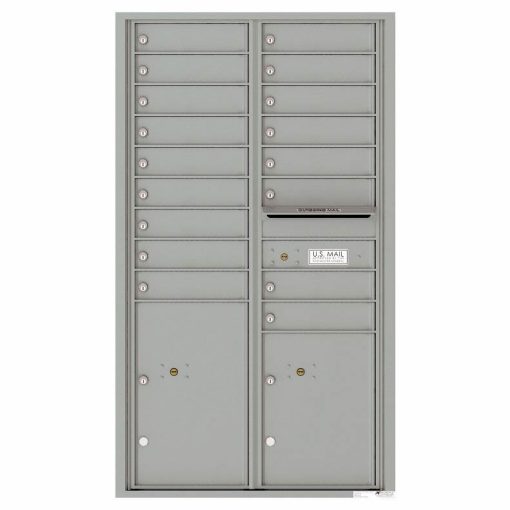 Florence Versatile Front Loading 4C Commercial Mailbox with 17 Tenant Compartments and 2 Parcel Lockers Silver Speck