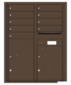 Florence Versatile Front Loading 4C Commercial Mailbox with 9 Tenant Compartments and 2 Parcel Lockers 4C11D-09 Antique Bronze