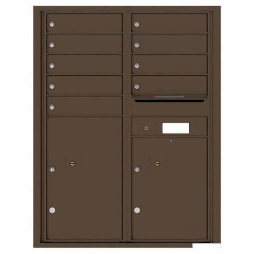 Florence Versatile Front Loading 4C Commercial Mailbox with 9 Tenant Compartments and 2 Parcel Lockers 4C11D-09 Antique Bronze