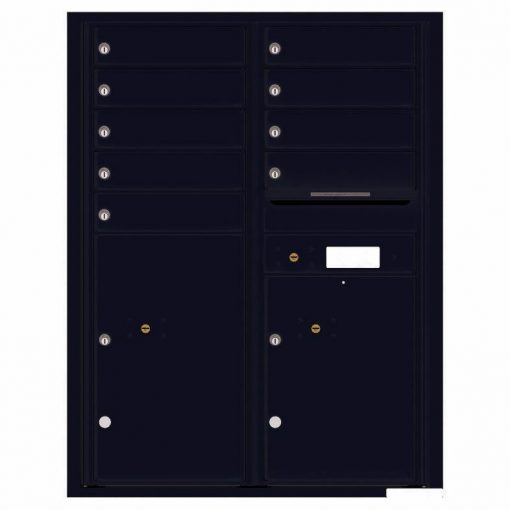 Florence Versatile Front Loading 4C Commercial Mailbox with 9 Tenant Compartments and 2 Parcel Lockers 4C11D 09 Black